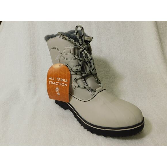 Jambu Shoes - W631 Jbu Stone White/Black Brisky Lace-up Casual Water-resistant Boots - 8 M